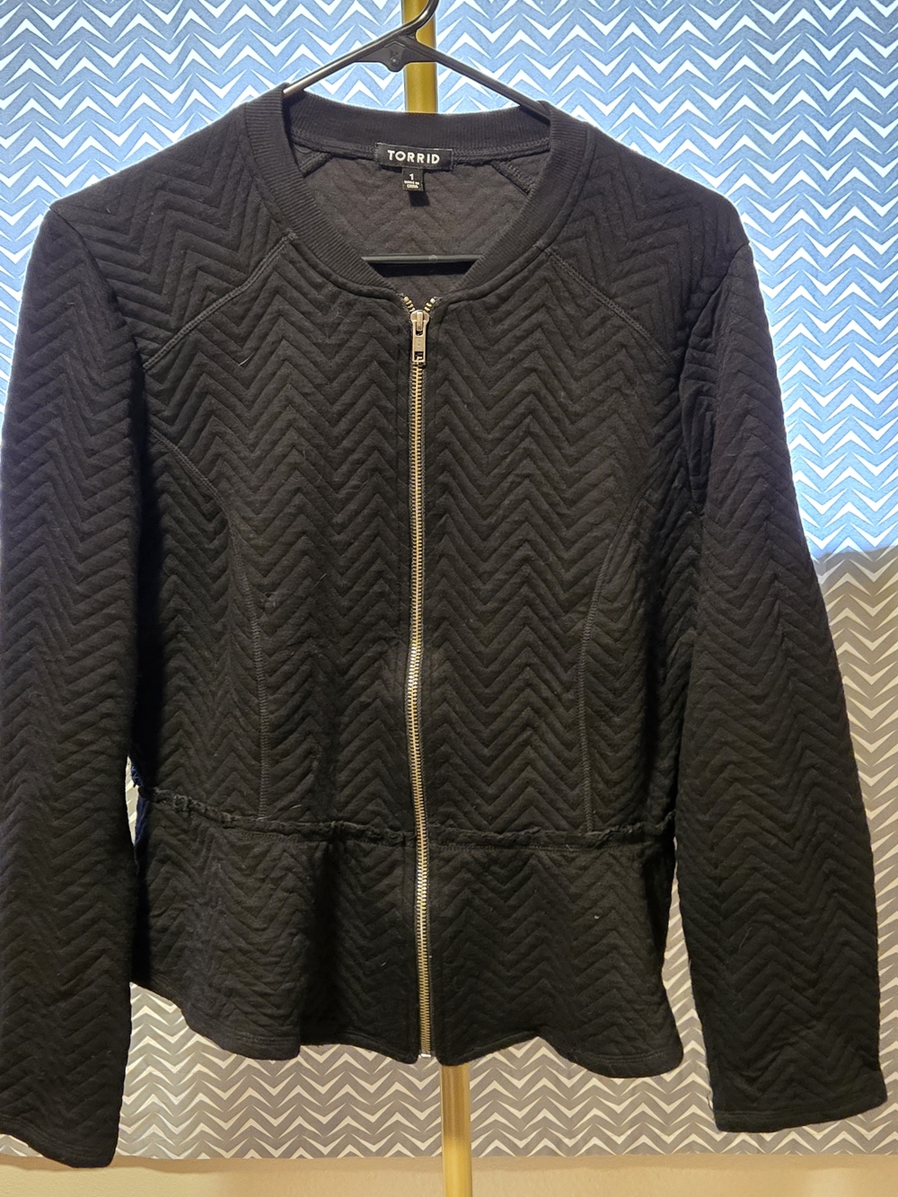 torrid Black Chevron Quilted Zip Jacket